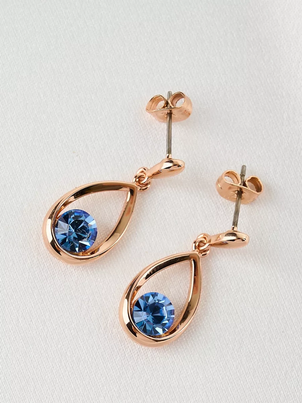 Серьги-капли Белла с голубыми кристаллами Swarovski