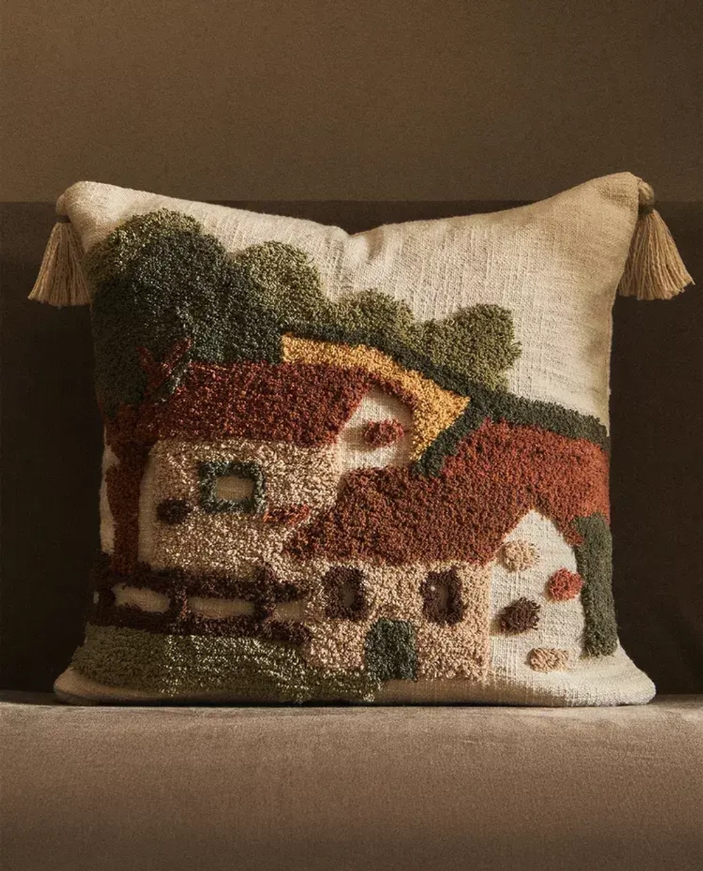 ZARA HOME НАВОЛОЧКА ДЛЯ ДЕКОРАТИВНОЙ ПОДУШКИ С УЗОРАМИ, ЗЕЛЕНЫЙ