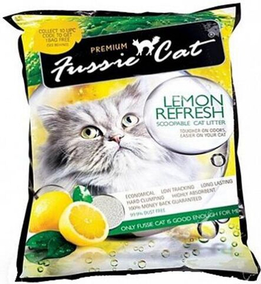 Наполнитель Fussie Cat комкующийся Лимон для кошек 10 л