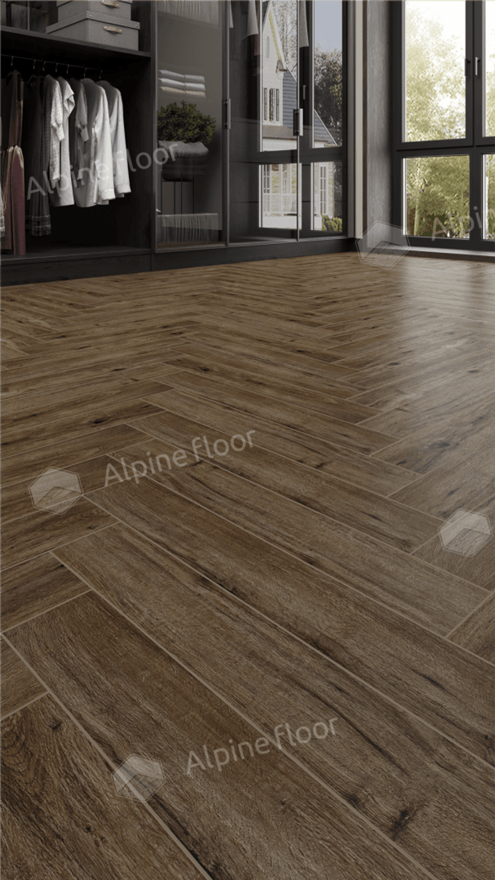 Ламинат Alpine Floor Herringbone 12 Pro 12 мм Бордо 1.1017 м2