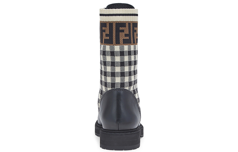 FENDI Women"s FF Rockoko Biker Boot "Black Checkerboard"
