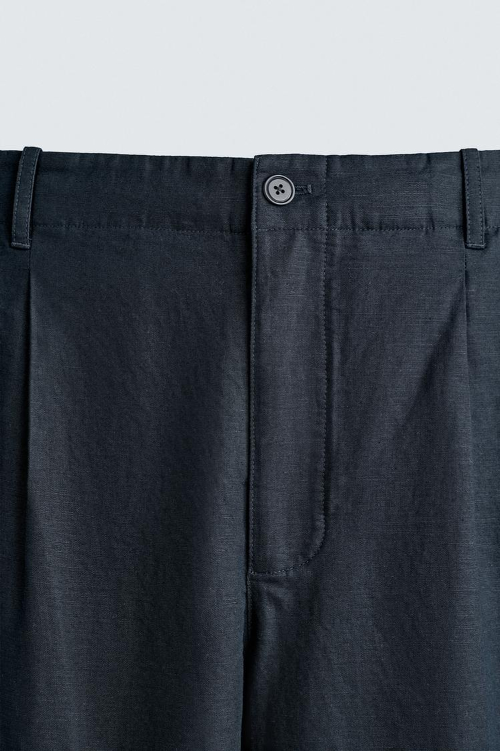 ZARA БРЮКИ RELAXED FIT ИЗ КОНОПЛИ И ХЛОПКА, МОРСКОЙ ТЕМНО-СИНИЙ