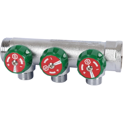 SMB-6849-341203 STOUT Коллектор регулирующий 3/4", 3 отвода 1/2" плоское уплотнение