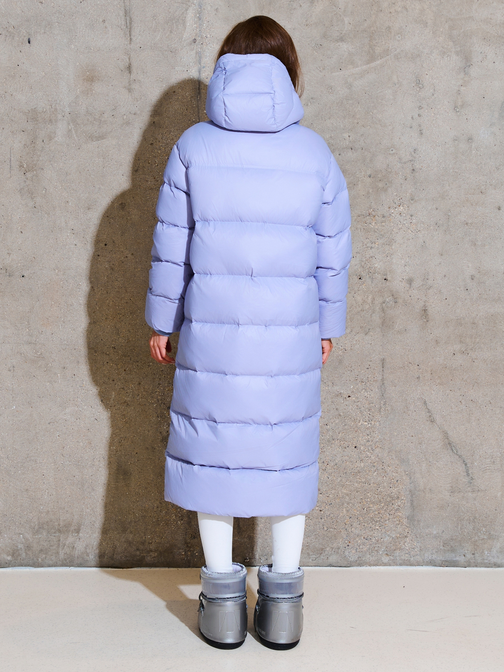 Пуховик макси с капюшоном“Light purple ”