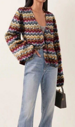 Трикотаж шерсть принт зигзаг, беж, коричневый, черный, серый, дизайн MISSONI
