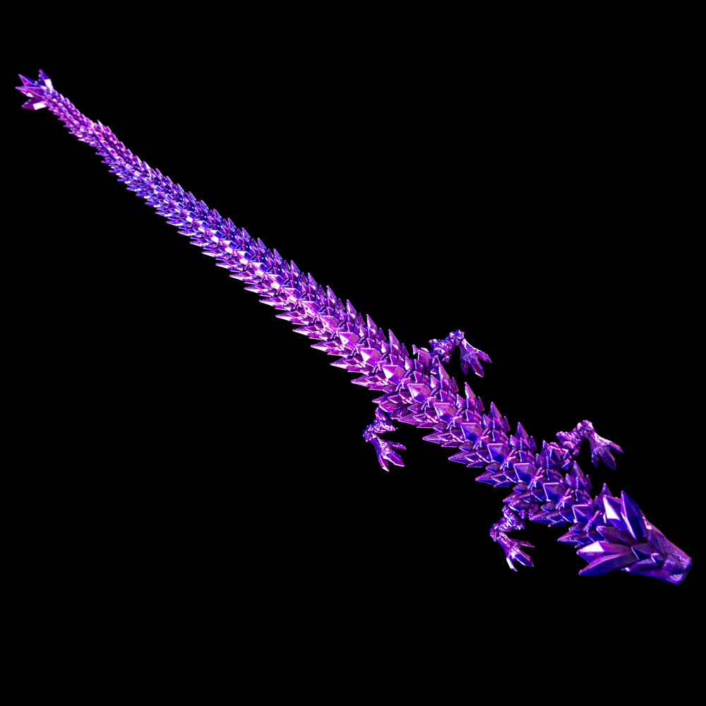 Кристальный подвижный дракон подвижный 3D печать, 47 см., лиловый