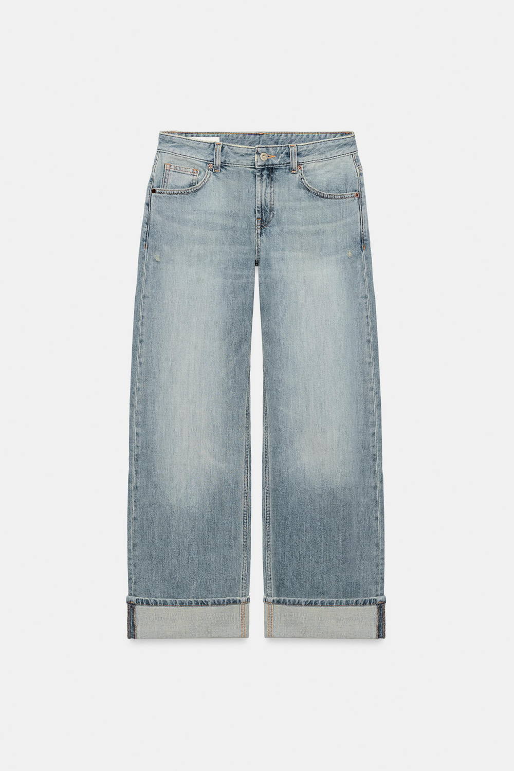 ДЖИНСЫ TRF LOOSE С НИЗКОЙ ПОСАДКОЙ И ОТВОРОТАМИ — ZARA