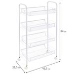 Этажерка (тележка) BOOMHOUSE (БУМХАУС) RC-004 4 яруса, на колесах, В84хШ42,5хГ25,5 см, металл, белая, 701458
