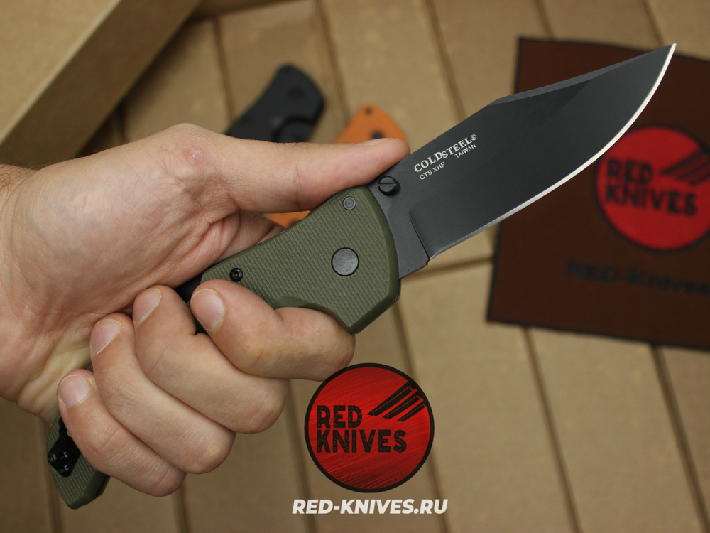 Нож Cold Steel Recon 1 LTW - рукоять зеленый нейлон, клинок черный RK/Н15
