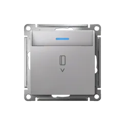 Выключатель карточный с подсветкой, без задержки отключения Systeme Electric AtlasDesign Алюминий ATN000367