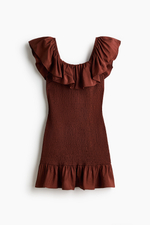 Платье с открытыми плечами и воланами - H&M