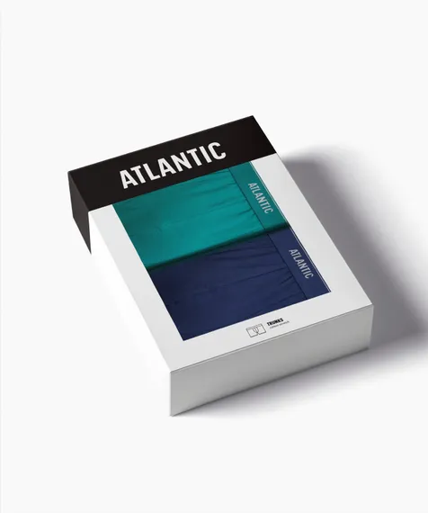 Трусы мужские боксеры (2шт), Atlantic 2RMH-011, хлопок, бирюзово-зеленый + темно-голубой
