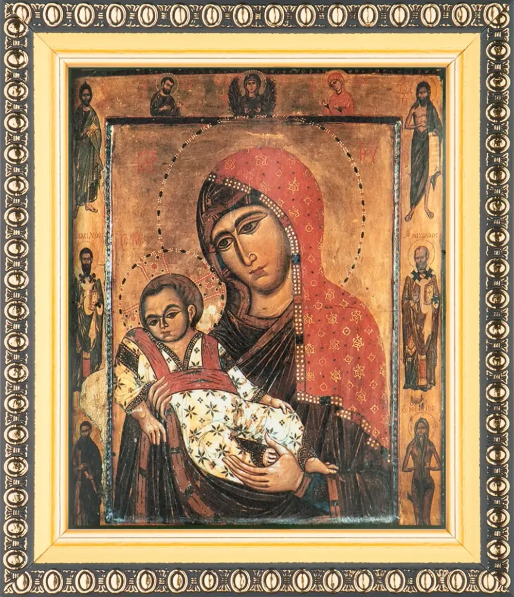 Икона БМ "Киккская" (стар. образ) 10х12 в раме 13х15