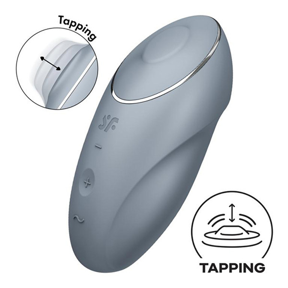 Светло-серый вибростимулятор 11см Satisfyer Tap & Climax 1