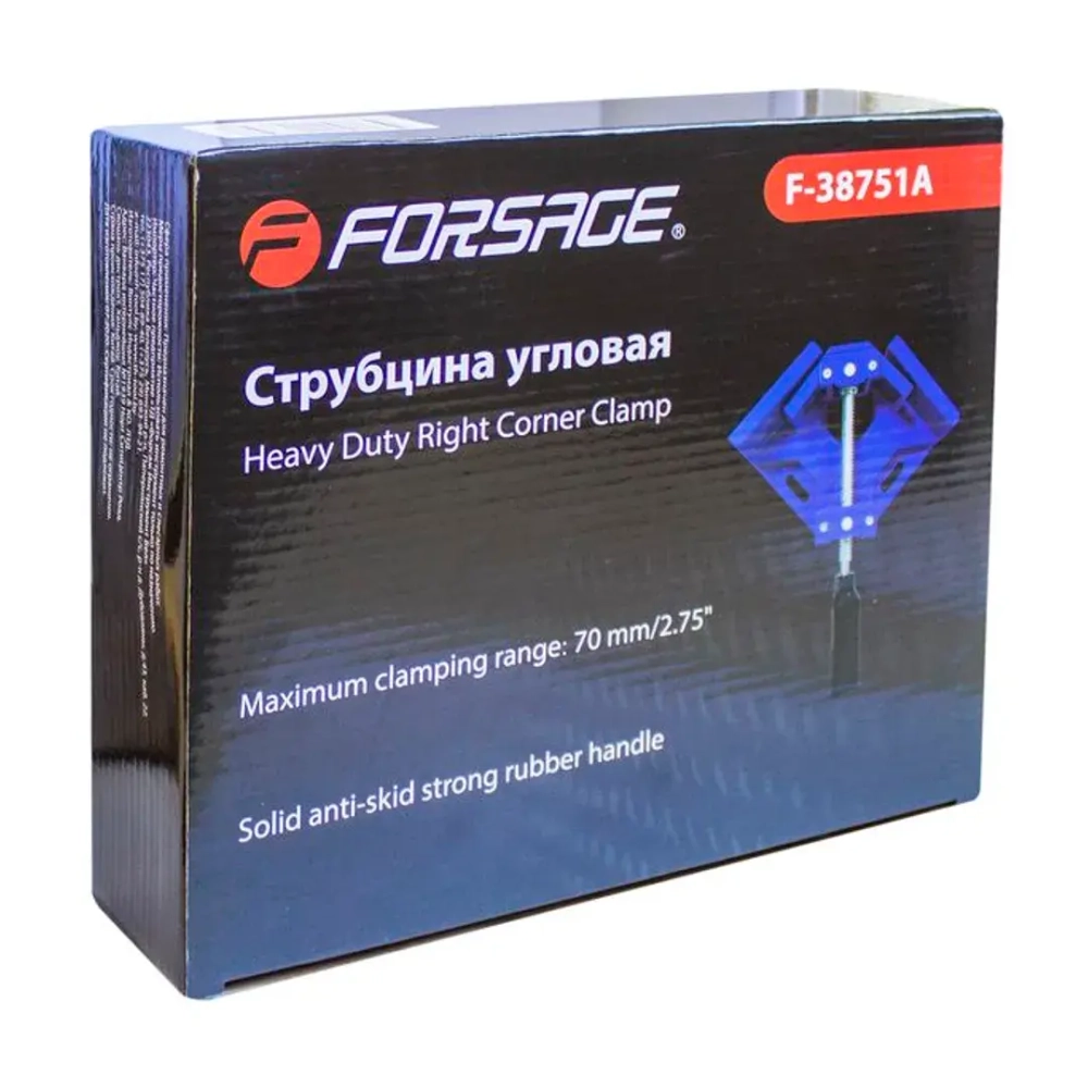 Струбцина винтовая угловая (1 зажим, max захват-70мм) Forsage F-38751A