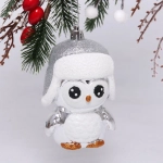 Ёлочная игрушка «Новогодний пингвин» 7*6*11 см, серебро