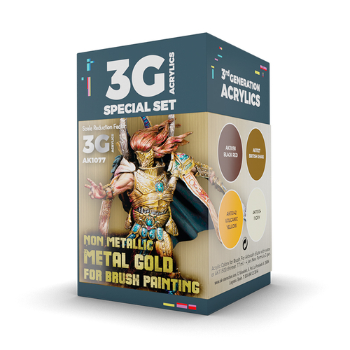 Набор красок AK interactive Wargame Color Set - Non Metallic Metal Gold (Brush)