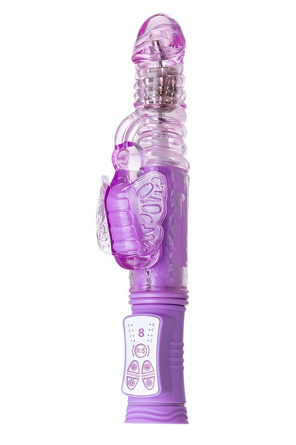 Фрикционно-ротационный вибратор с бабочкой High Tech Vibrator (8 режимов вибрации, 4 ротации) (Цвет: фиолетовый)