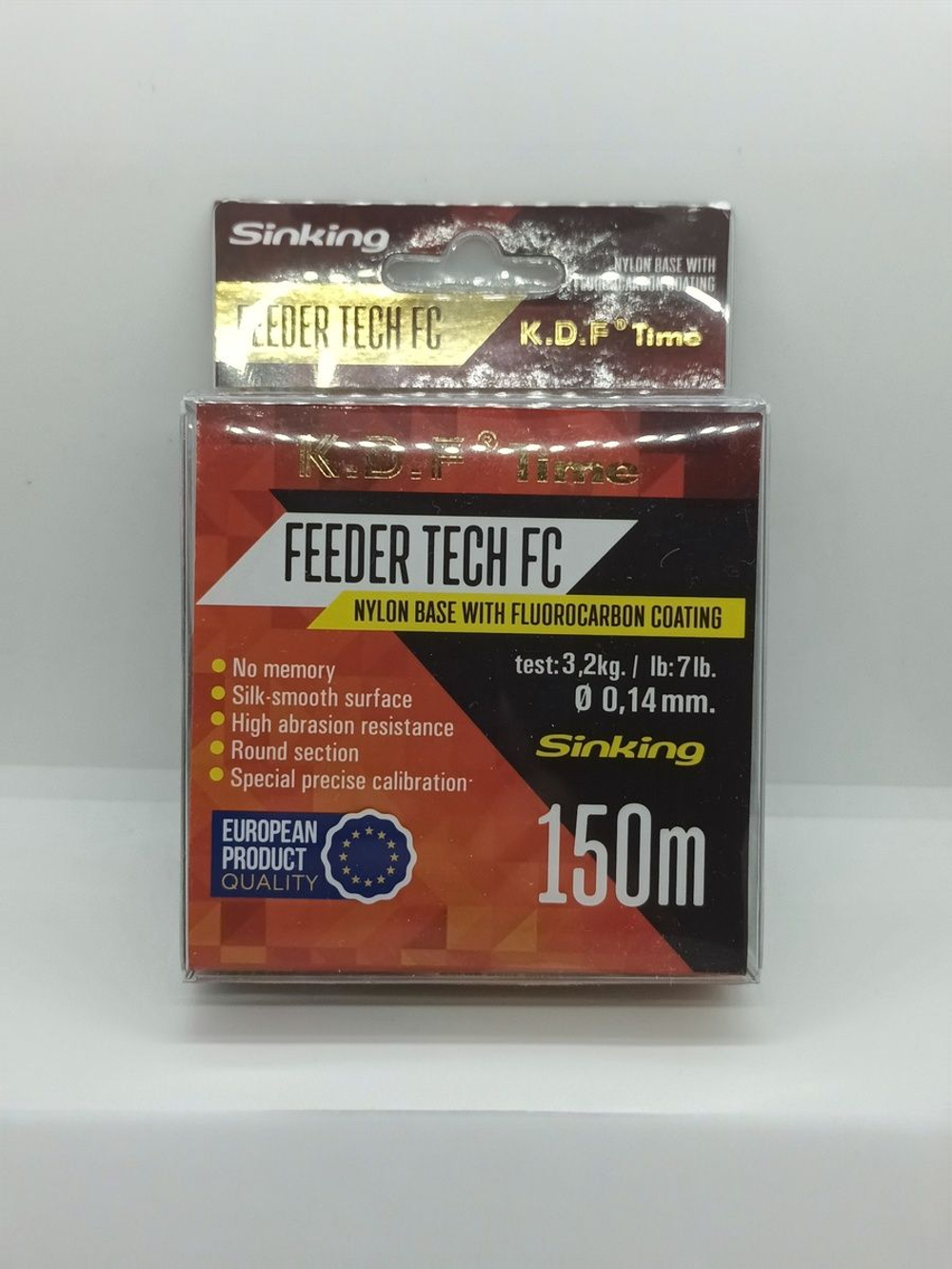 Леска с покрытием флюорокарбона KDF Feeder Tech FC 0,14 мм 150 м