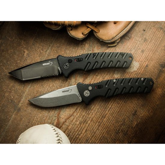 Складной нож Автоматический Boker 01BO401 Strike Tanto All Black c клинком из стали AUS-8, рукоять алюминий