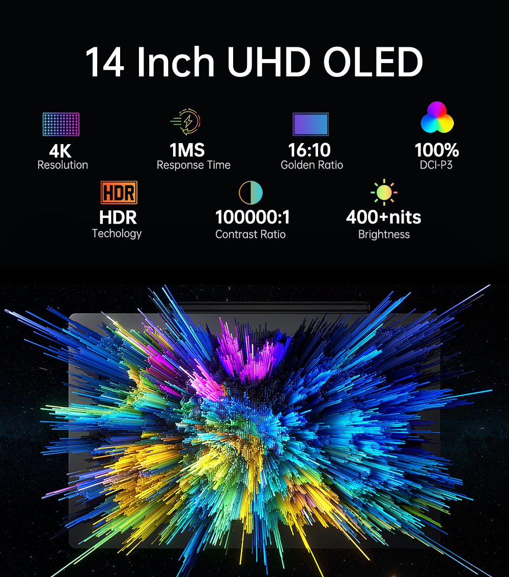 14" Портативный сенсорный монитор VCHANCE 4K OLED 3840x2400, 60 Гц