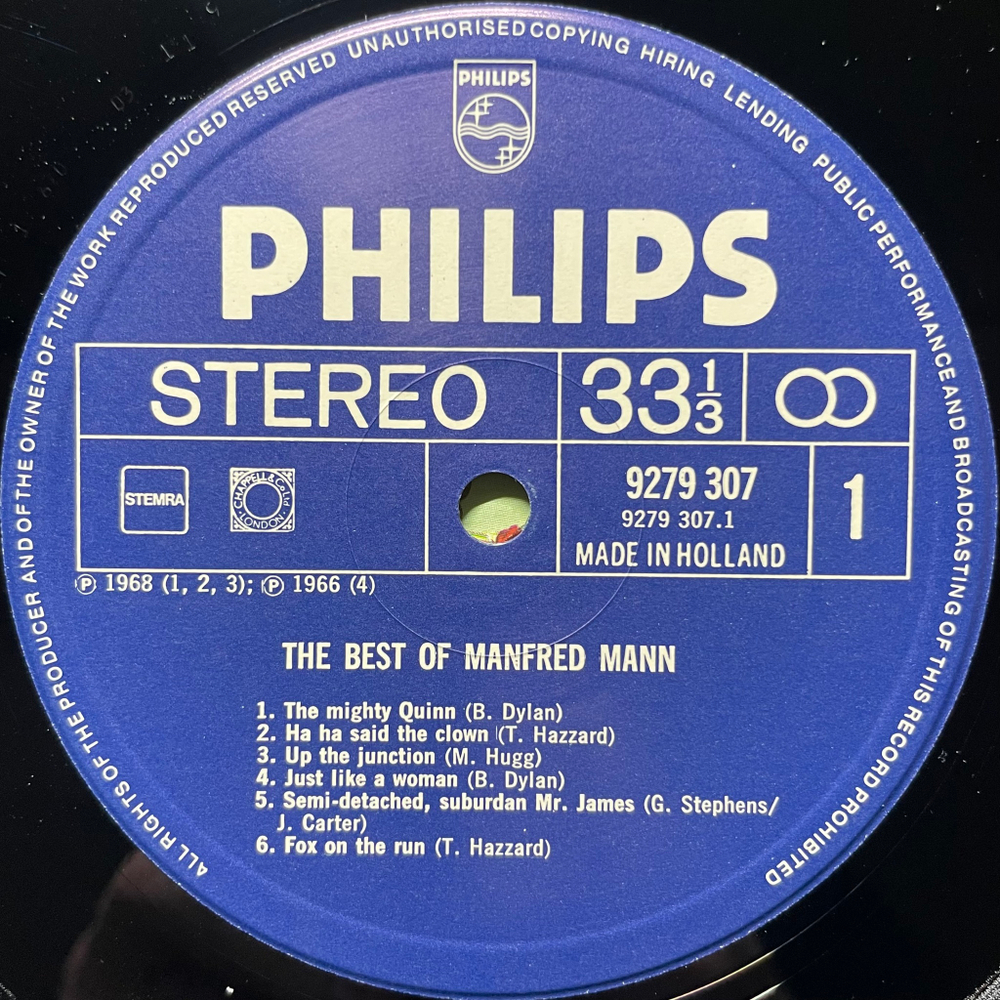 Manfred Mann ‎– The Best Of Manfred Mann (Голландия 1982г.)