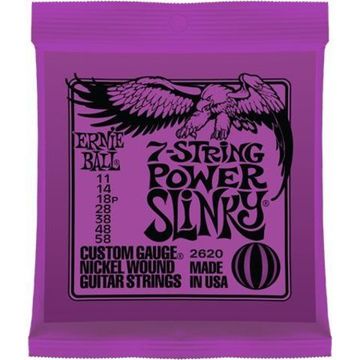 Струны для 7 струнной электрогитары ERNIE BALL 2620 Nickel Wound Slinky Power 11-58