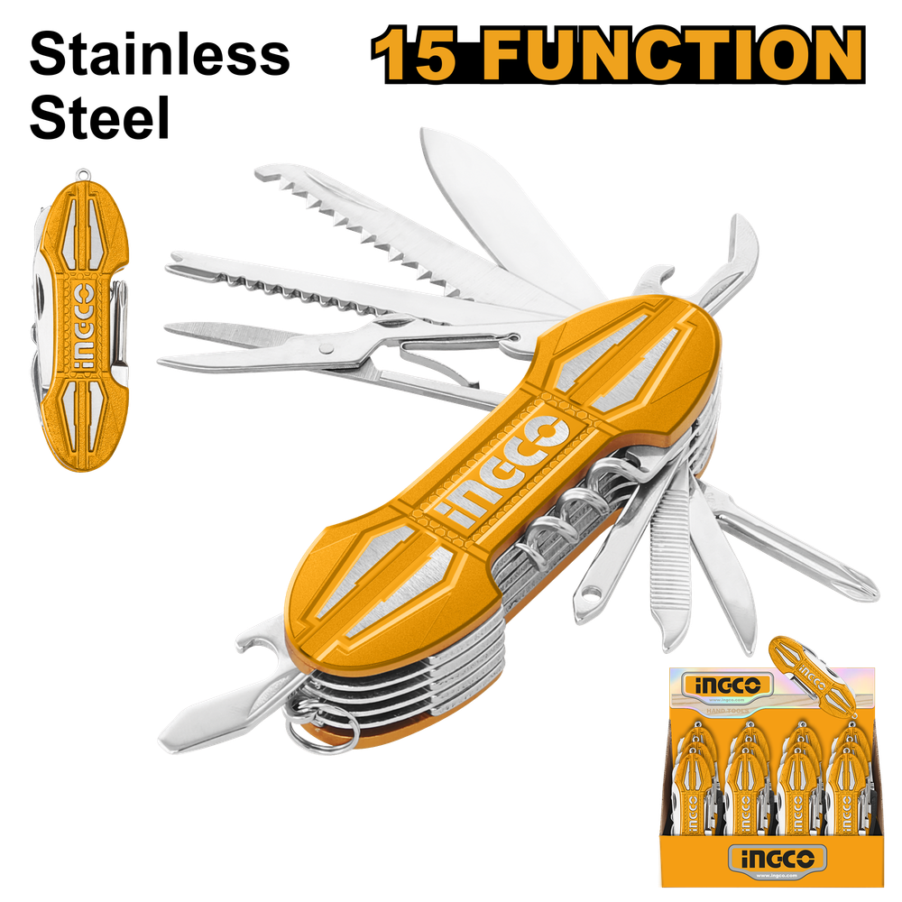 Нож складной многофункциональный (мультитул) INGCO HMFK8158 15 в 1 Нож складной многофункциональный (мультитул) INGCO HMFK8158 15 в 1