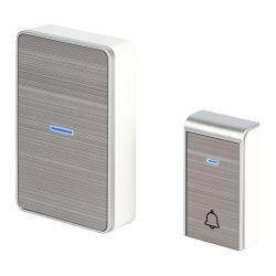 Звонок дверной ЭРА C103S беспроводной LED подсветка IP44 150 м серебряный 38 мелодий | Электрозвонки беспроводные