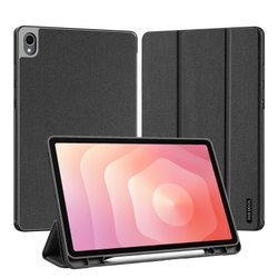 Чехол книжка черного цвета для планшета Samsung Galaxy Tab S11, серия Domo Series (с держателем для S Pen и функцией автоматического перехода в спящий режим) от Dux Ducis