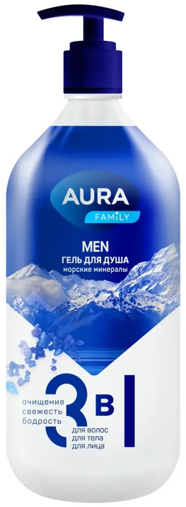 AURA Men Гель для душа 3в1 флакон/дозатор 750мл