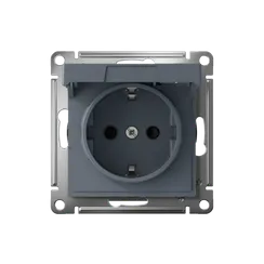 Розетка с крышкой Systeme Electric AtlasDesign Грифель, самозажимные клеммы ATN000746S