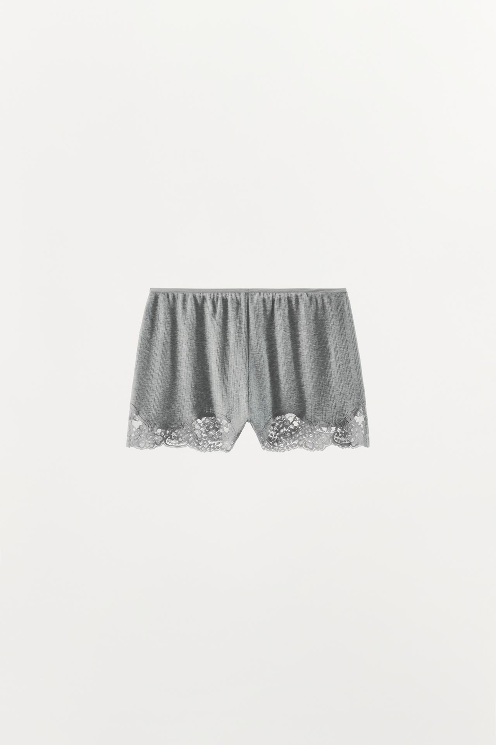 ZARA АЖУРНЫЕ ШОРТЫ С КРУЖЕВОМ. СЕРЫЙ МЕЛАНЖ