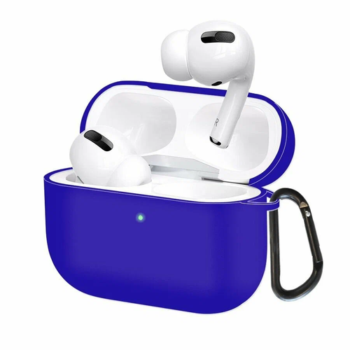Силиконовый чехол для AirPods Pro 2 c карабином синий