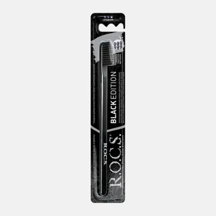 Зубная щетка R.O.C.S. Black Edition Classic средней жесткости