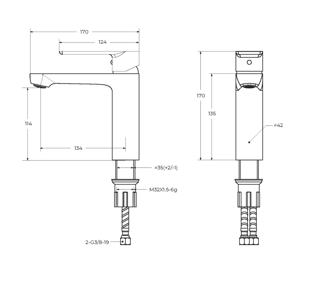 Смеситель CEZARES STYLUS-LS-NOP для раковины с донным клапаном