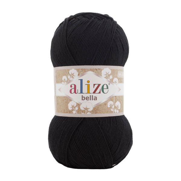 Пряжа Alize (Ализе) Bella 100 / уп.5 мот. по 100 г, 360м, 060 черный A