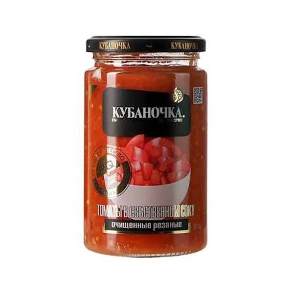 Томаты очищенные в собственном соке ТМ Кубаночка ст/б 350 гр резаные