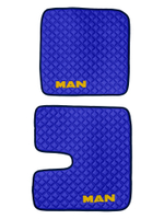Ковры MAN TGX с 1-м ящиком (механика) (экокожа, синий, синий кант, желтая вышивка)