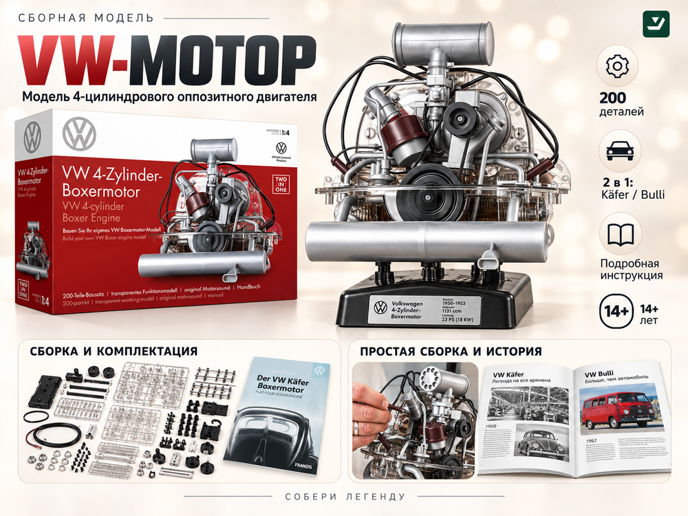 Конструктор Franzis VW Boxermotor 2 в 1 1:4