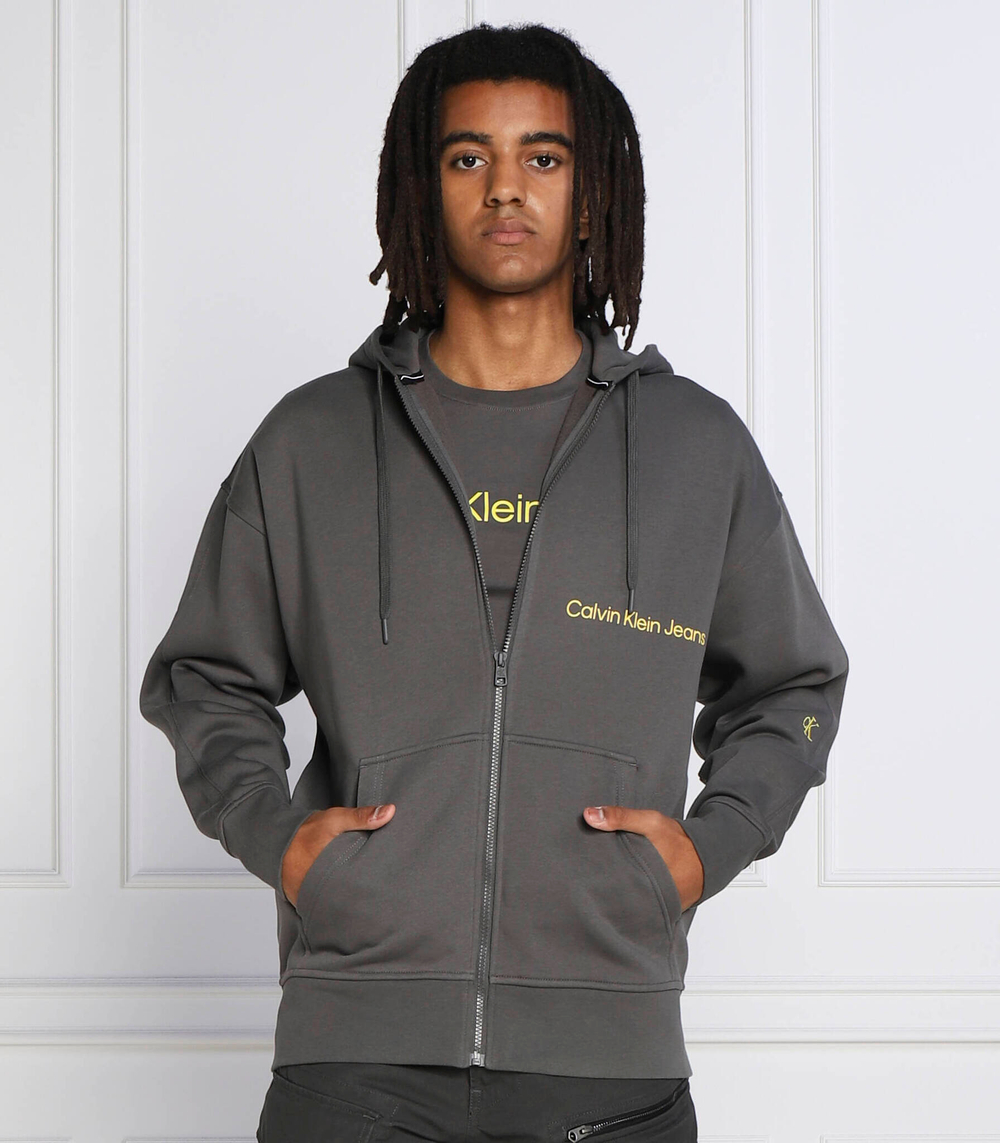 Худи off placed instit zip-through CALVIN KLEIN JEANS - серый(J30J321888)