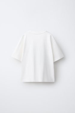 ZARA ФУТБОЛКА HEAVY WEIGHT С ПРИНТОМ, ЖЕЛТОВАТО-БЕЛЫЙ