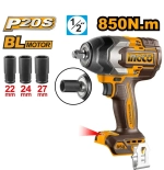 Аккумуляторный бесщеточный ударный гайковерт INGCO CIWLI20851 INDUSTRIAL 20 В 1/2" 850 Нм