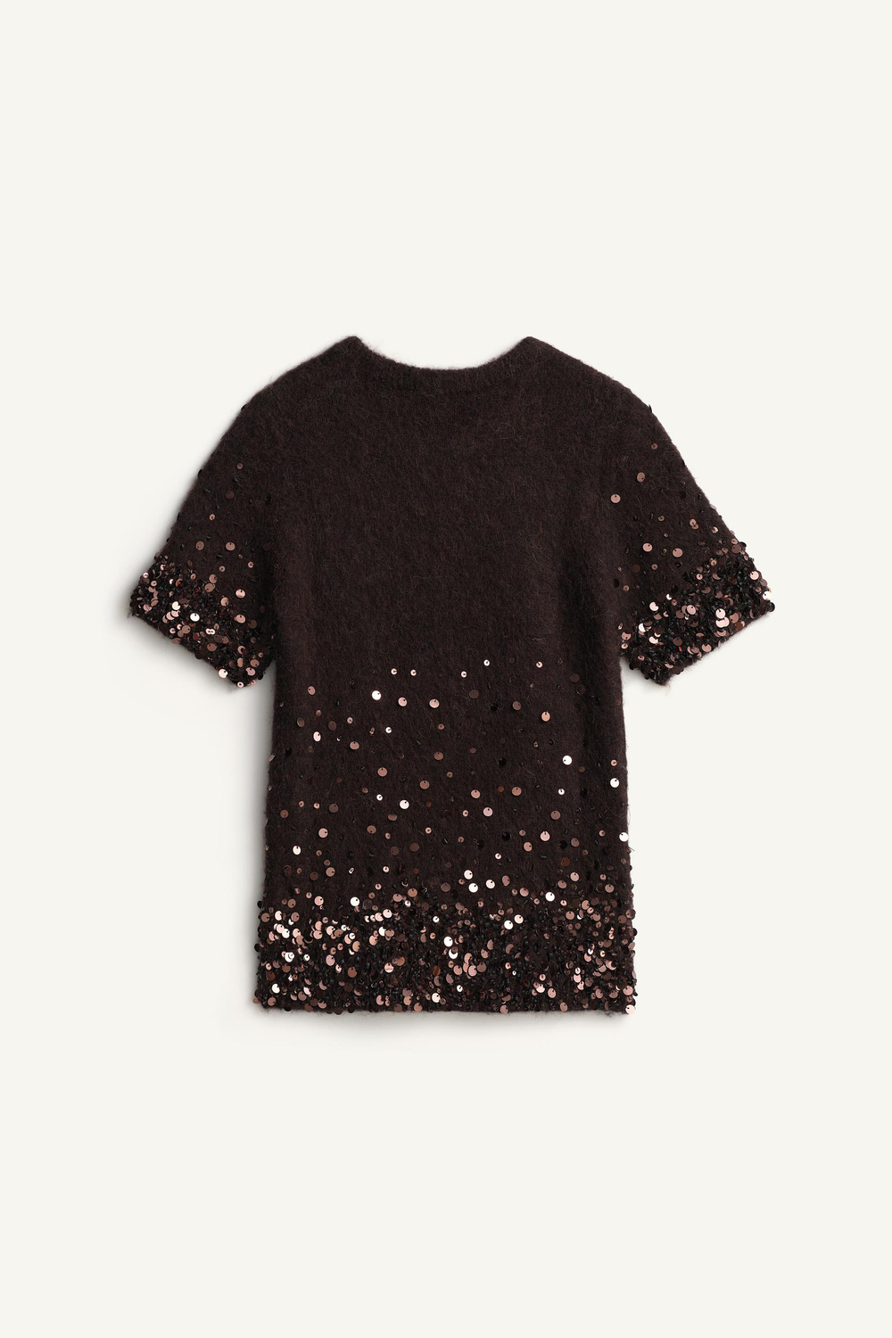 ZARA СВИТЕР С КОРОТКИМИ РУКАВАМИ - LIMITED EDITION, КОРИЧНЕВЫЙ