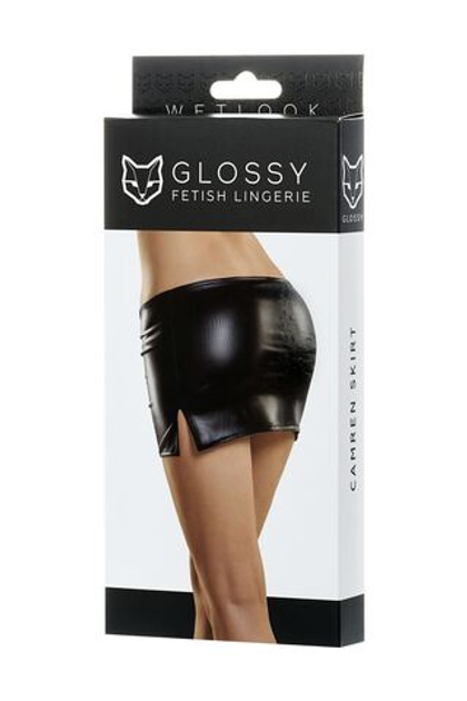 Glossy CAMREN - Мини-юбка из материала Wetlook, черный, S