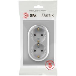 Розетка ЭРА Arktik 16-2104-03 двойная с заземлением 2X2P+E Schuko 16А-250В алюминий | Эра Arktik
