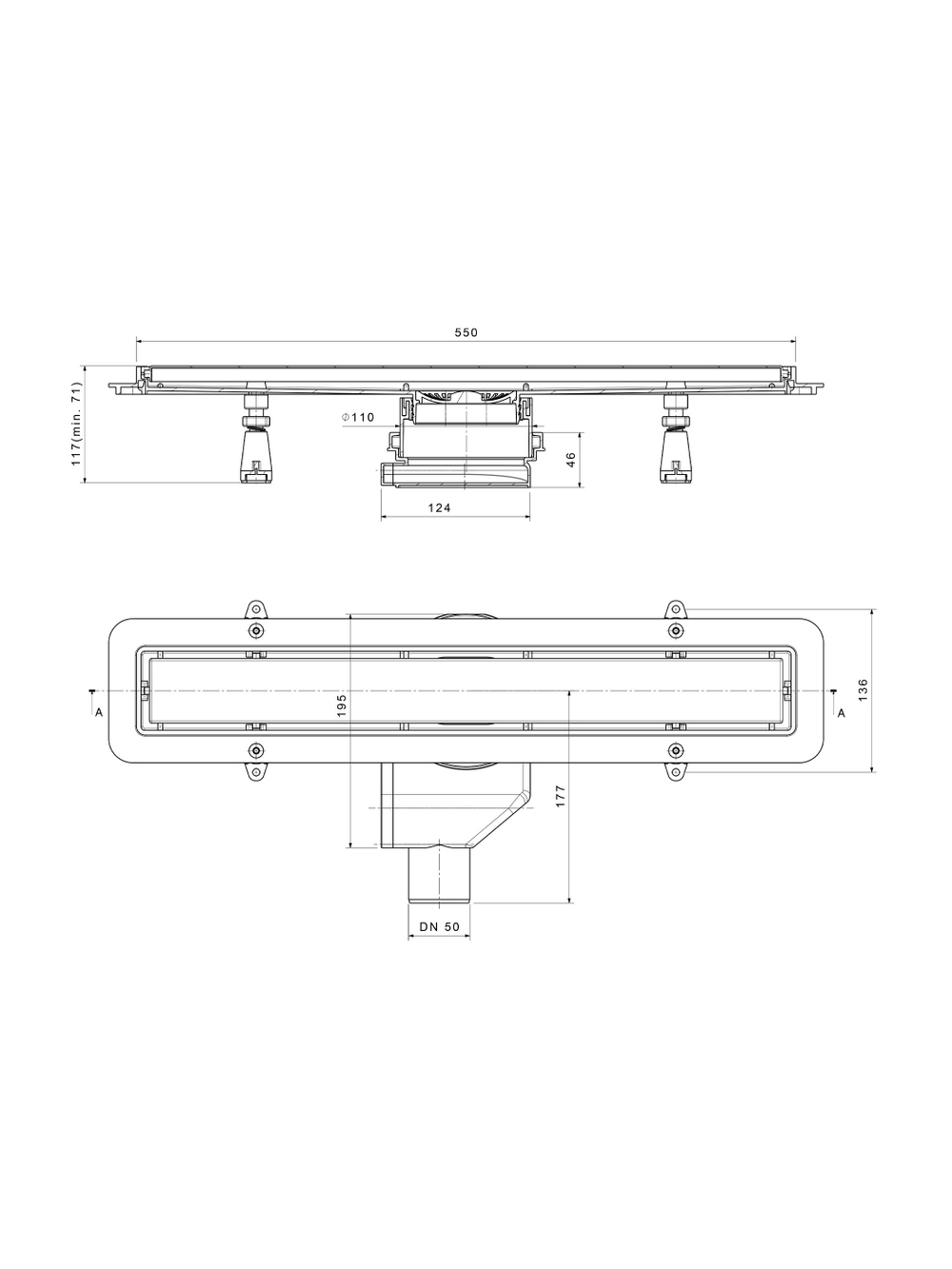 Душевой лоток POINT Гермес 550 PN50155
