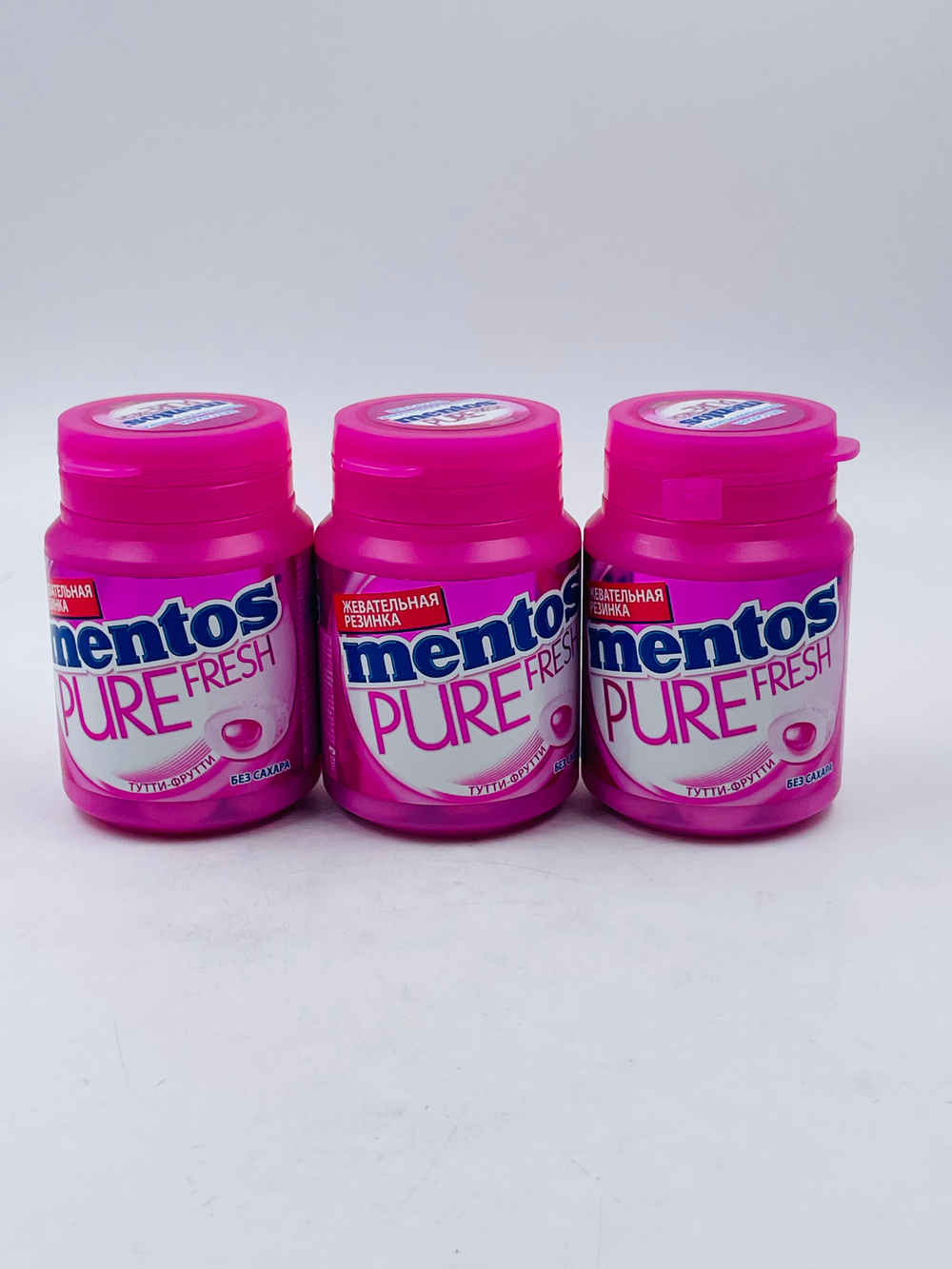 Mentos набор жевательных резинок без сахара Pure fresh Тутти-Фрутти, 3 шт. по 54 г