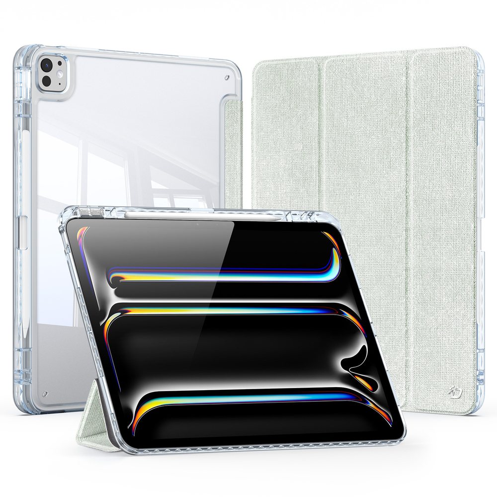 Чехол книжка зеленого цвета от Dux Ducis для Apple iPad Pro 13 с 2024 года, серия Unid Series Case, с держателем Apple Pencil и функцией автоматического перехода в спящий режим