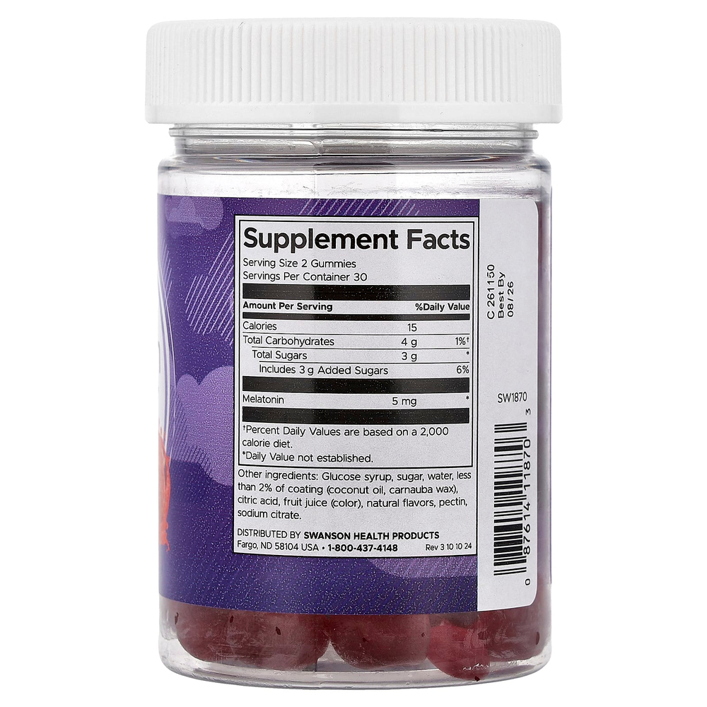 Swanson Vitamins, жевательные таблетки с мелатонином, со вкусом клубники, 60 жевательных таблеток